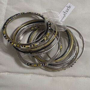 Silver and Gold Bangle Bracelet Set